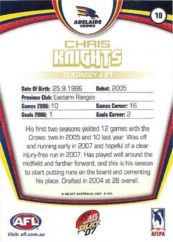 2007 Select AFL Supreme #10 Chris Knights Back